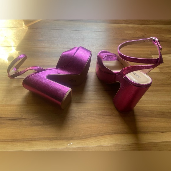 SODA Y2K Metallic Fuchsia Platform Chunky Heel sz 7 - Picture 14 of 15